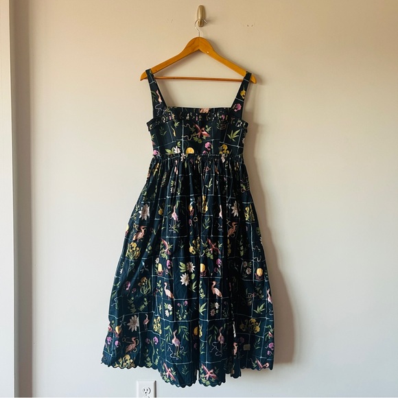 AGUA BY AGUA BENDITA Barbara Paradiso Ruffle-Trim Poplin Midi Dress Size M - Picture 2 of 9